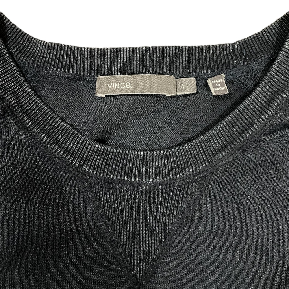 VINCE DISTRESSED 100% COTTON SHORT SLEEVE SWEATER